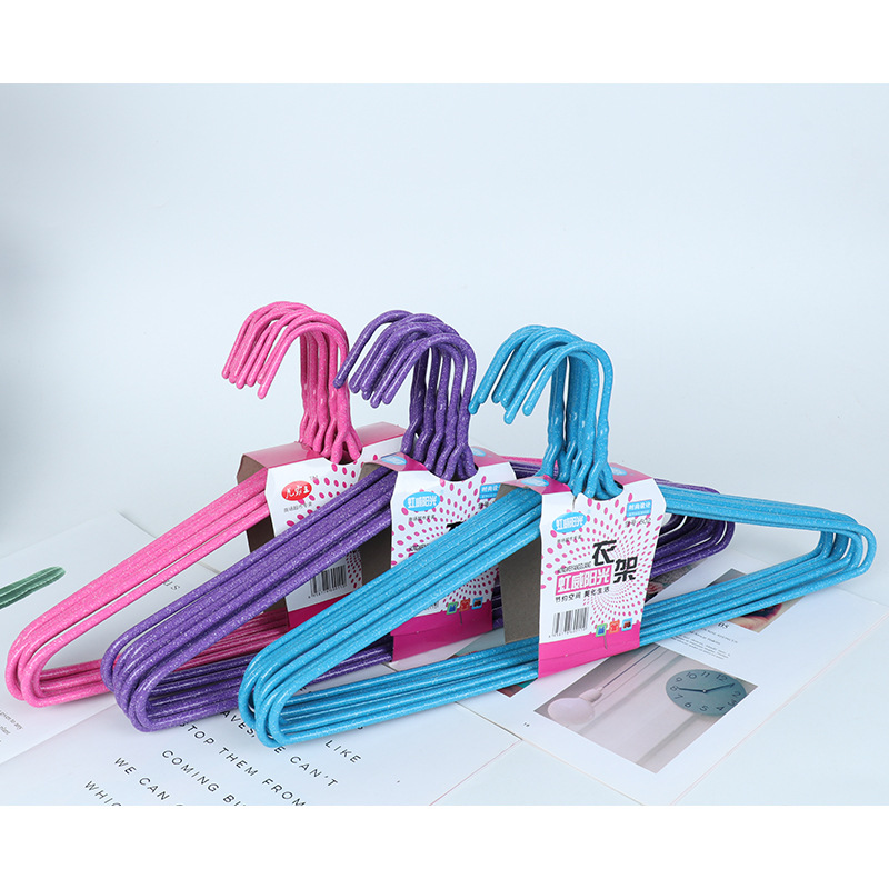 Hangers manufacturers community group purchase dip plastic hangers color hangers drying hangers dry and wet dual-use clothes support wholesale household 608 details Picture
