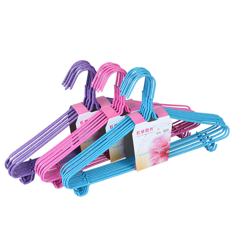Hangers manufacturers community group purchase dip plastic hangers color hangers drying hangers dry and wet dual-use clothes support wholesale household 608 Item Picture