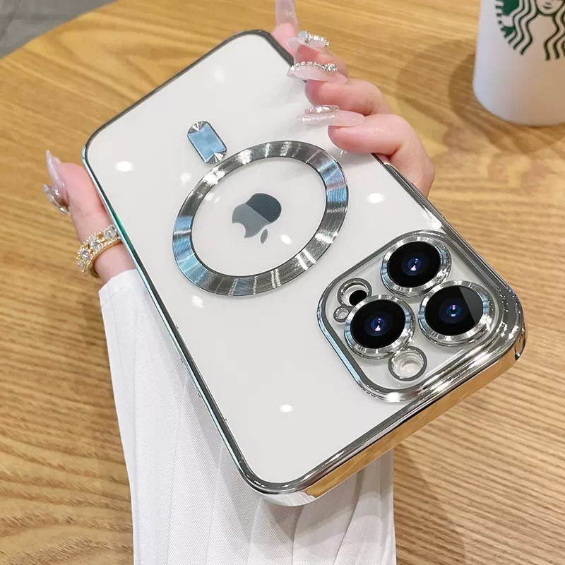 iphone14 Electroplated CD-print dust cell phone tail Apple Magsafe Magnetic 13pro soft case 12 applicable Application Scenario
