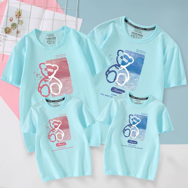 3dt T-shirt special parent-child clothing T a family of three four summer new fashion mother and daughter short sleeve summer dress Specification drawing