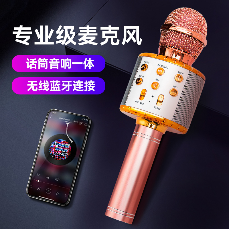 【 Factory direct supply 】WS-858Lk Song microphone Wireless Bluetooth speaker live microphone audio integration full figure