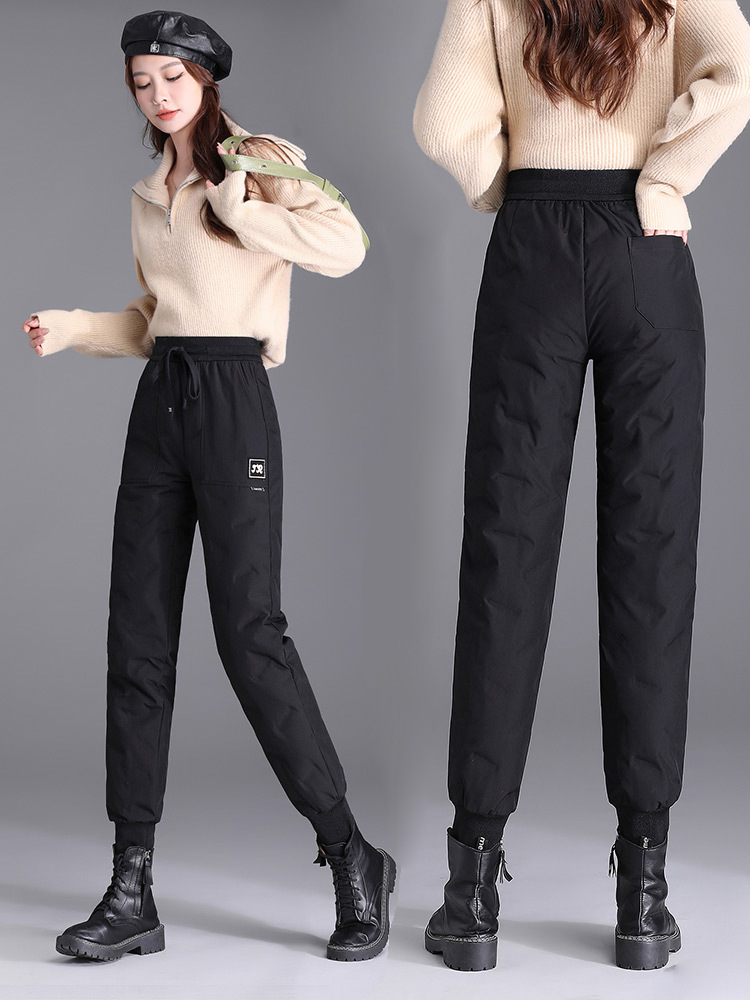 Down pants women loose warm and fluffy thick duck down pants winter cotton pants women wear fashion leggings wholesale 602 details Picture