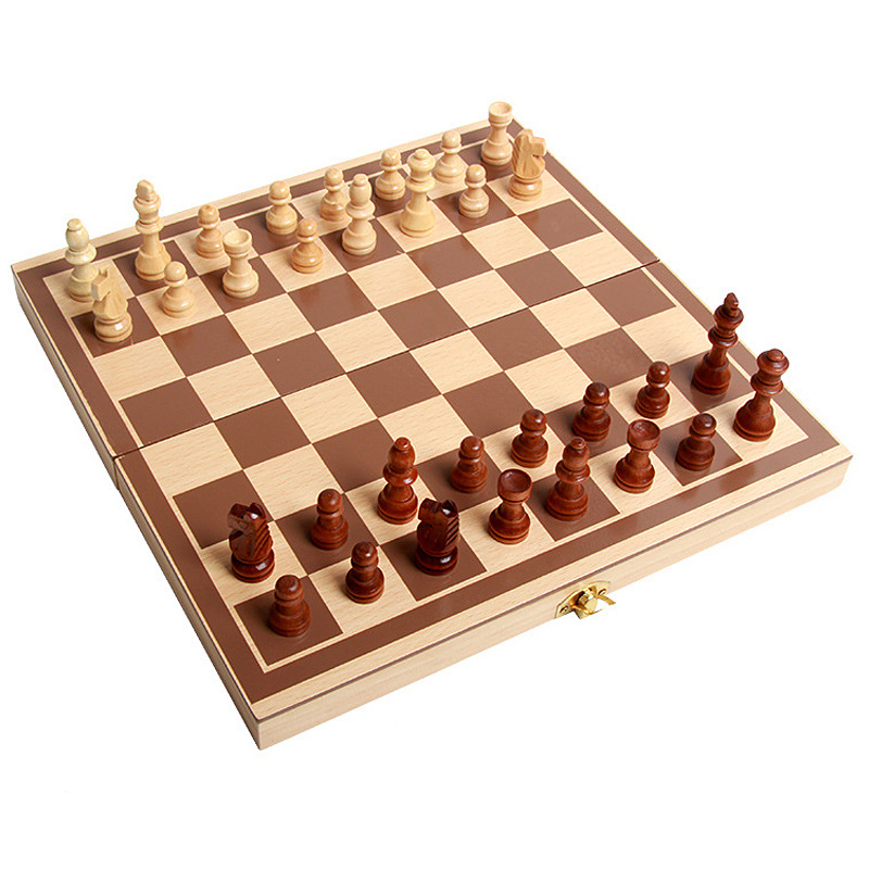 Foreign trade cross-border board game wooden chess set solid wooden folding parent-child interactive game toy 369