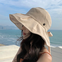 日本UV网红防晒帽子女 夏天大檐遮脸防紫外线太阳帽可折叠渔夫帽