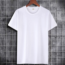 Spot CVC large size short sleeve T-shirt men's round neck solid color cotton texture blank T-shirt culture advertising printed word logo307