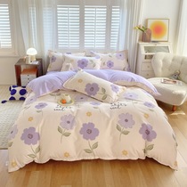 Spring and summer bed four sets of cotton cotton pure cotton bed hat ins wind bed sheet and quilt set three sets Nantong wholesale 449