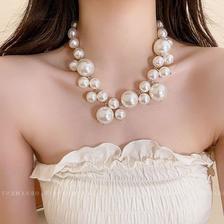 东菊2023复古珍珠珍珠项链法式夸张锁骨链新娘结婚礼服婚纱配饰造
