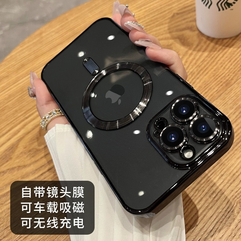 iphone14 Electroplated CD-print dust cell phone tail Apple Magsafe Magnetic 13pro soft case 12 applicable Specification drawing