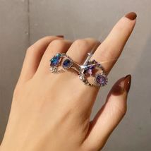 新款轻奢闪钻星月珍珠戒指小众高级感开口食指戒气质时尚精致指环