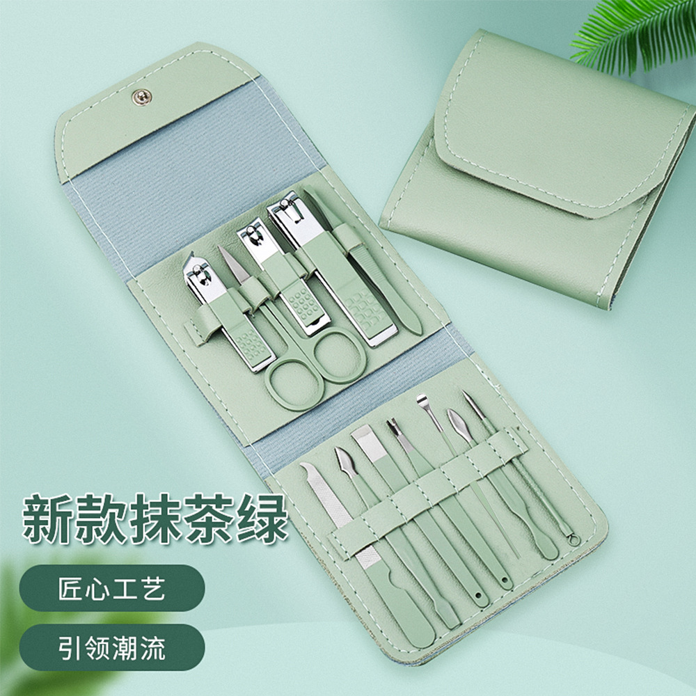 Green stainless steel nail clippers pedicure knife set Nail tools full set nail clippers wholesale special 923 full figure