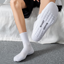 袜子男士中筒袜专业运动跑步篮球毛巾底吸汗透气网眼白色长袜批发