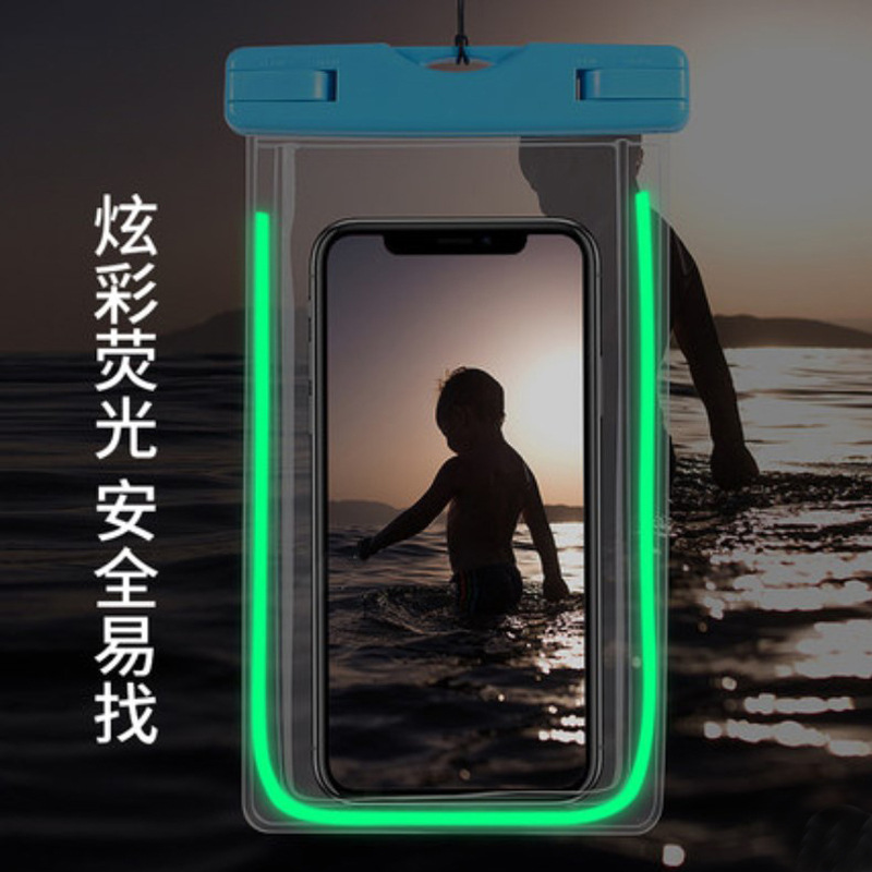 Luminous waterproof mobile phone bag outdoor sports hanging neck mobile phone cover PVC transparent touch screen waterproof bag manufacturer wholesale 989 details Picture