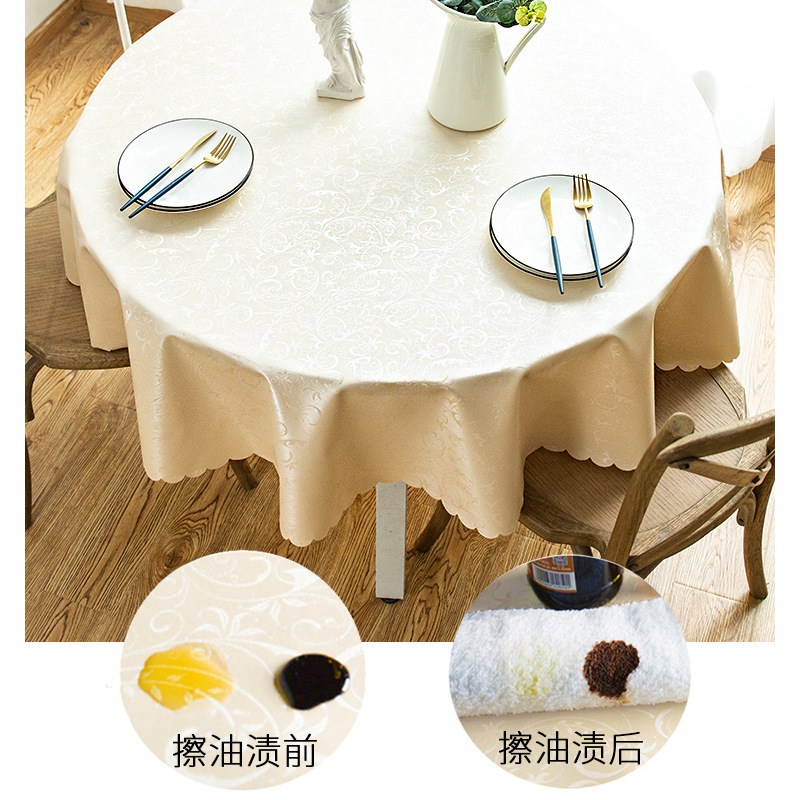 European-style waterproof, oil-proof and ironing non-washing tablecloth Hotel hotel household round table cloth tablecloth cloth 66 Application Scenario