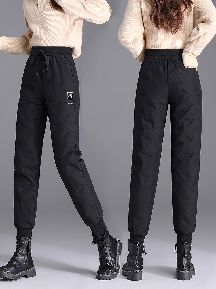 Down pants women loose warm and fluffy thick duck down pants winter cotton pants women wear fashion leggings wholesale 602 full figure