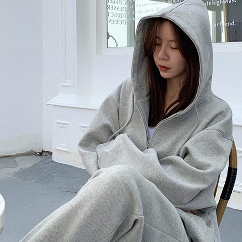 Loose hooded cardigan hoodie coat female new autumn and winter 2023 thick Jimo hoodie lazy casual coat Application Scenario