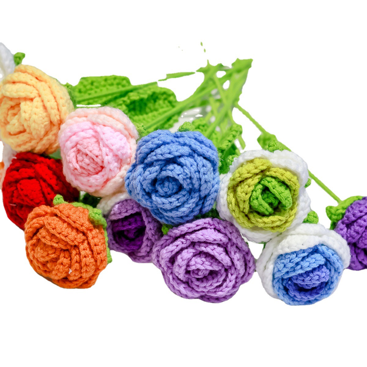 Hand-woven knitted wool flower simulation immortal flower Children's day gift ground stall needle and thread crocheted flower product wholesale Item Picture