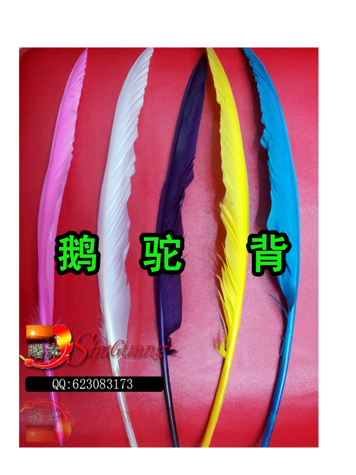 新款羽毛笔金属笔芯 圣诞节礼品 25-30公分毛质滑润，色彩靓丽产品图