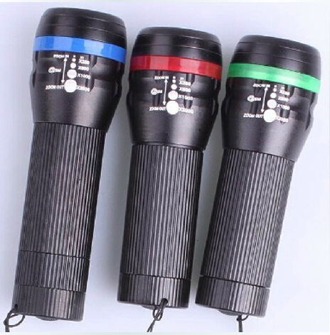 自行车前灯 伸缩变焦强光手电筒 自行车手电筒 强光电筒