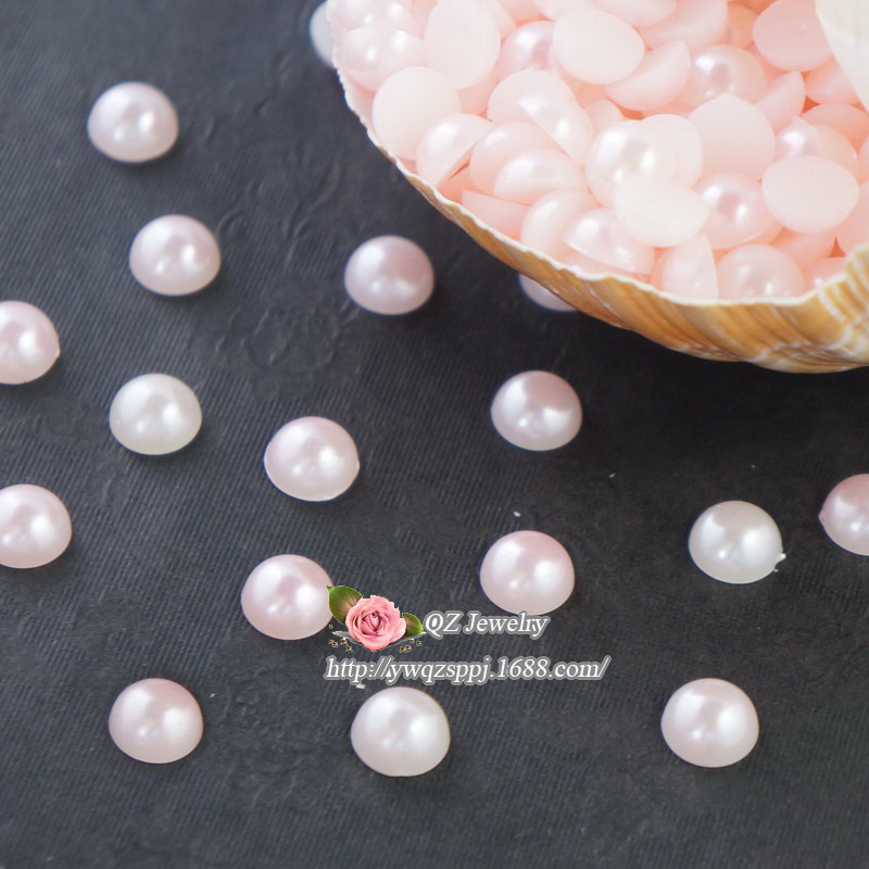 ABS半面平底仿珍珠diy手机美容材料半圆珠 手工珍珠头饰发饰配件细节图