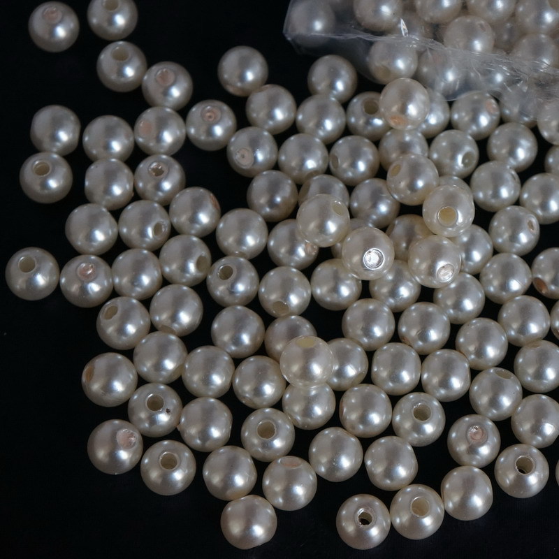 12mmABS plastic imitation pearl, colored pearlescent pearl, artificial pearl, large-pore plastic pearl hair accessory material Specification image