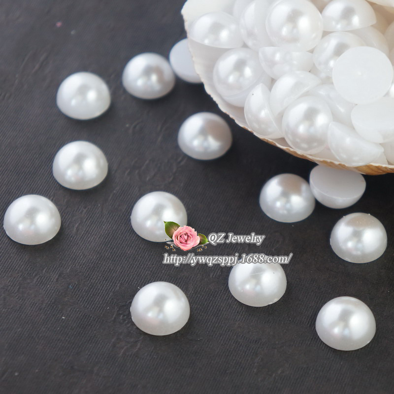 ABS半面平底仿珍珠diy手机美容材料半圆珠 手工珍珠头饰发饰配件