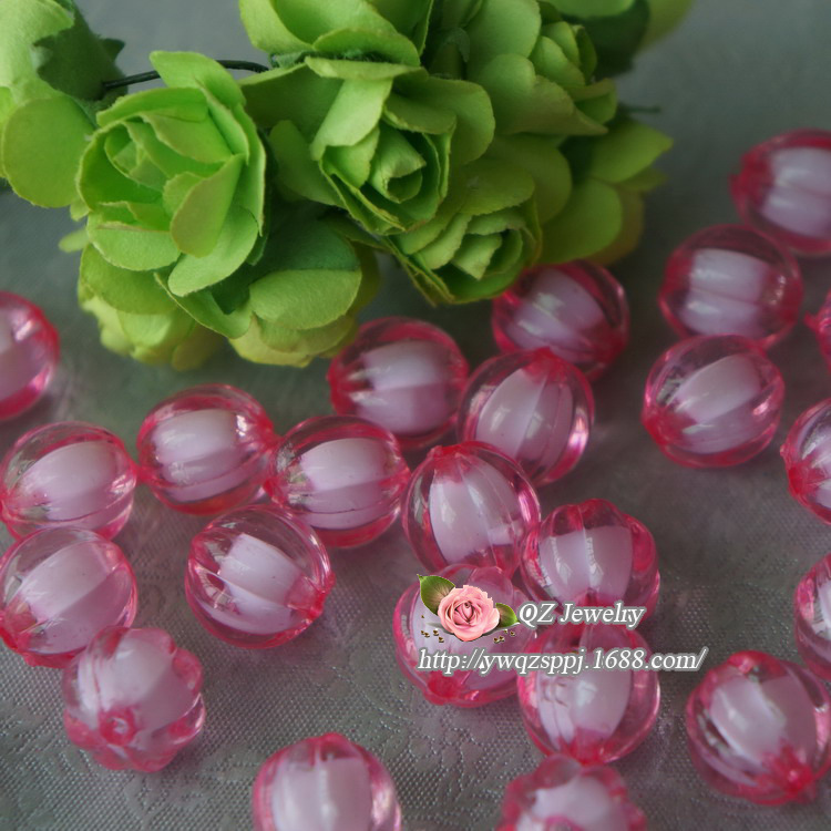 DIY手工花瓶材料 亚克力珠子 南瓜珠中珠批发 手工串珠编织材料白底实物图
