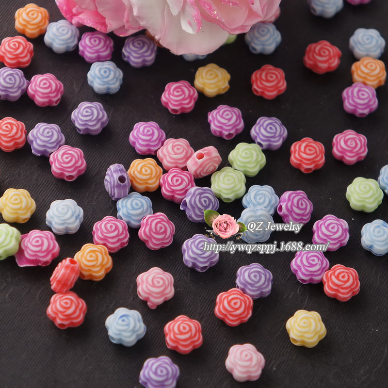 Early education institution enlightenment training beaded teaching materials, acrylic straight hole plum blossom bracelet necklace, flower accessories, loose beads