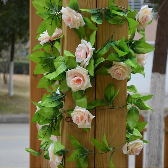 9-head artificial flower, artificial rose, Korean rose artificial flower, decorative vine, wedding decoration artificial rose, vine artificial flower details Picture