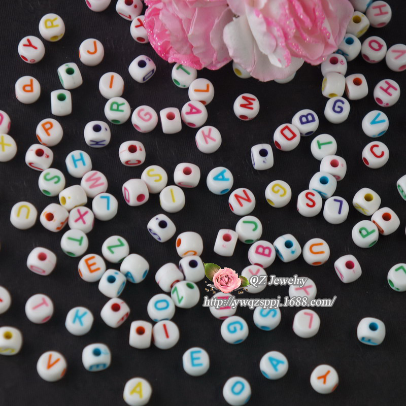 Children's diy bead stringing, handcrafted bead threading, acrylic educational English letter bead bracelet, bead stringing, loose beads details Picture