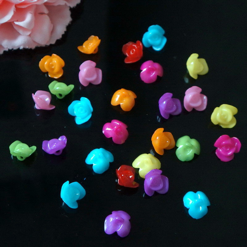 DIY children's jewelry accessories for acrylic mixed-color broad bean flower and colorful little bean sprout button decoration beads