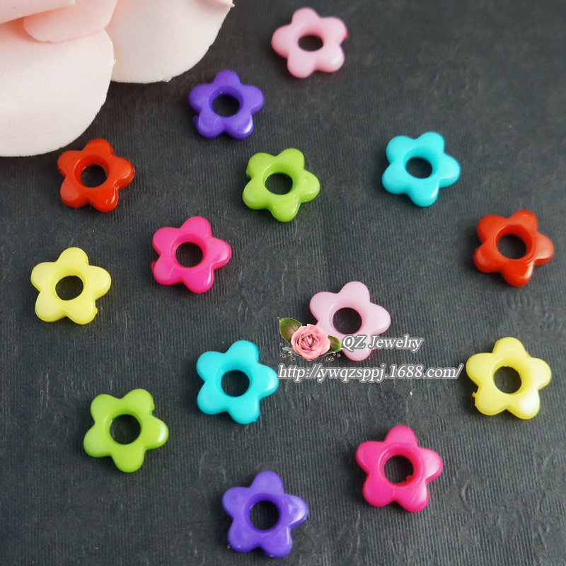 diy children's jewelry accessories, handcrafted cartoon beaded acrylic hollow five-leaf flower girls' versatile jewelry details Picture