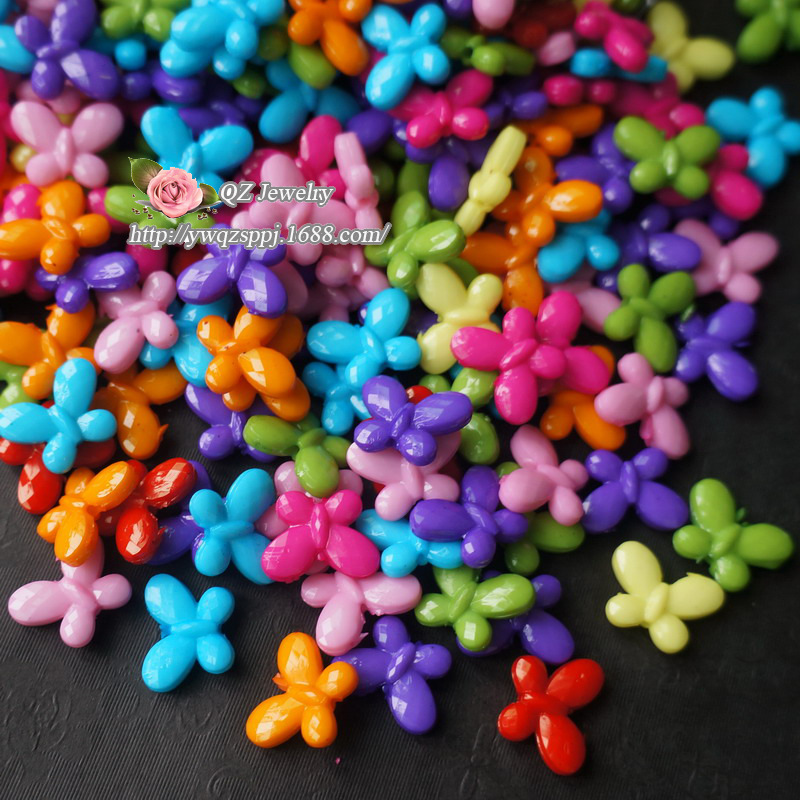 儿童手工串珠材料包 混色蝴蝶亚克力珠子 工艺品装饰 车挂饰品产品图