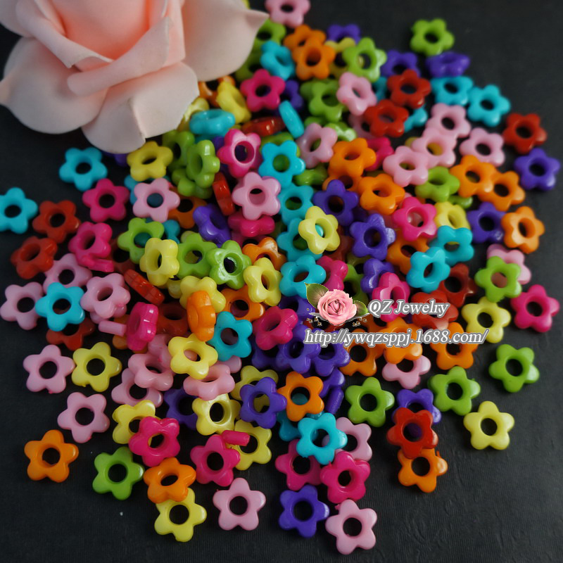 diy children's jewelry accessories, handcrafted cartoon beaded acrylic hollow five-leaf flower girls' versatile jewelry Specification image