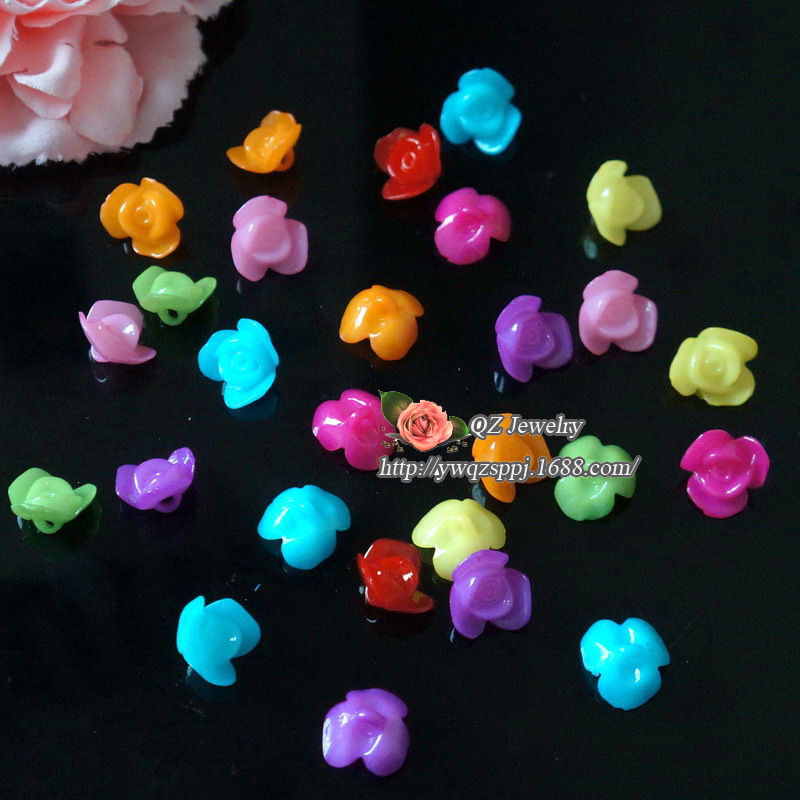 DIY children's jewelry accessories for acrylic mixed-color broad bean flower and colorful little bean sprout button decoration beads details Picture