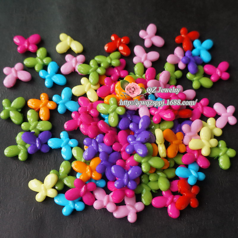 儿童手工串珠材料包 混色蝴蝶亚克力珠子 工艺品装饰 车挂饰品细节图