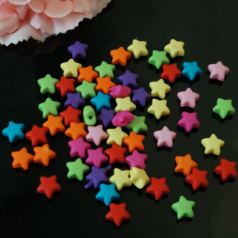 Colorful frosted five-pointed star acrylic loose beads children's fun diy handcrafted educational toy beads