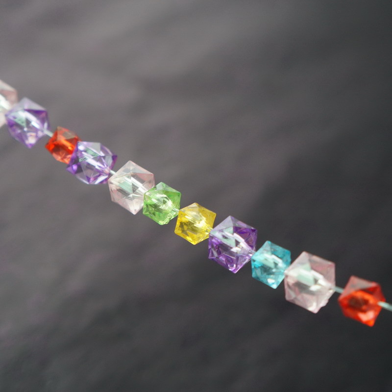 Transparent acrylic square beads, golden square beads, money tree base square beads, beading material Specification image