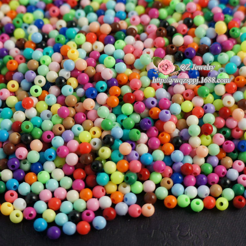 4mm实色亚克力圆珠糖果珠手链编织材料diy饰品配件小米珠子批发产品图