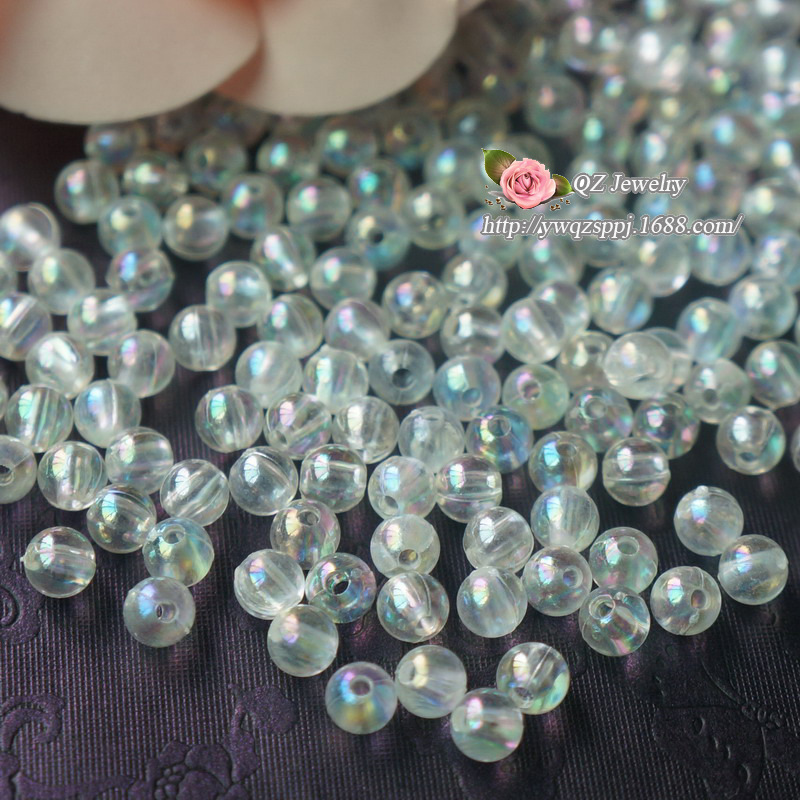 批发定做 压克力圆珠AB彩透明珠子 花边 头饰 发饰七彩电镀珠