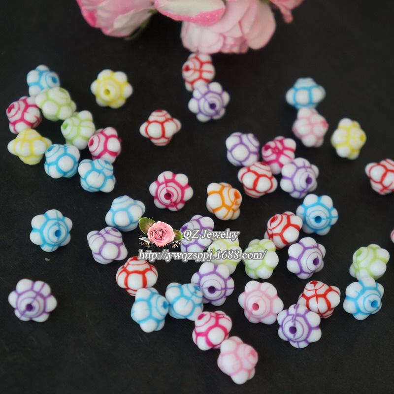 DIY handcrafted beaded material accessories acrylic spring-colored beads straight hole flower bracelet necklace matching style Specification image