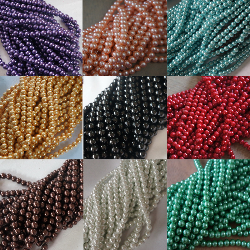 3-16mm glass imitation pearl straight-hole glass beads, new type of glass imitation pearl loose beads DIY jewelry accessories