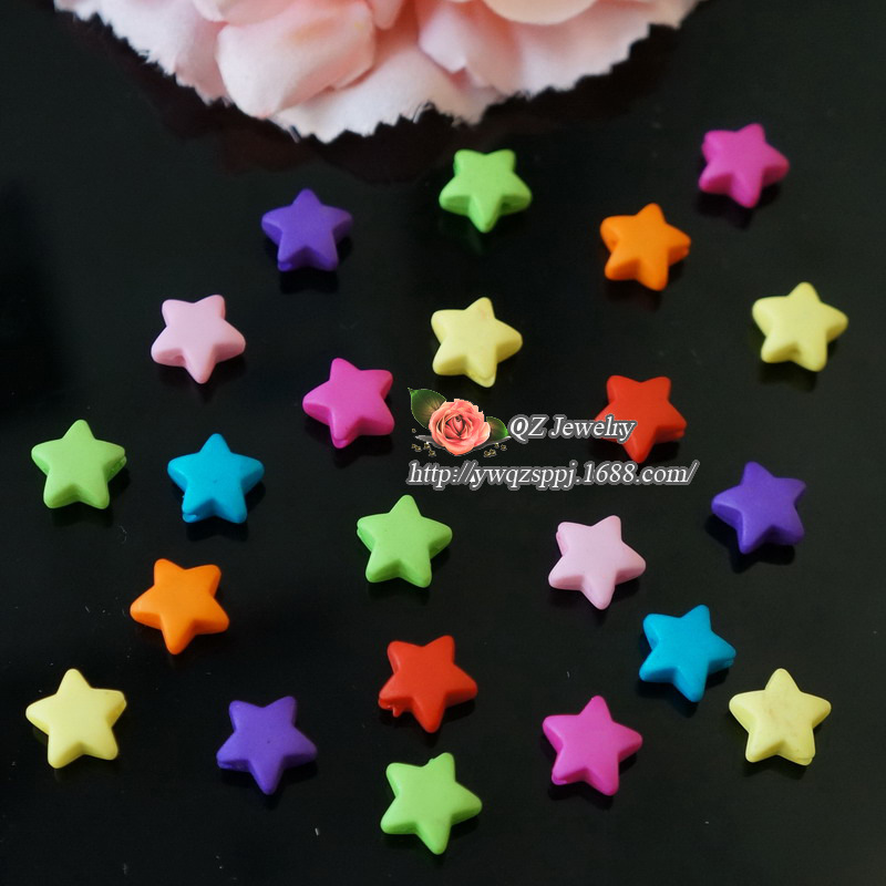 Colorful frosted five-pointed star acrylic loose beads children's fun diy handcrafted educational toy beads Specification image