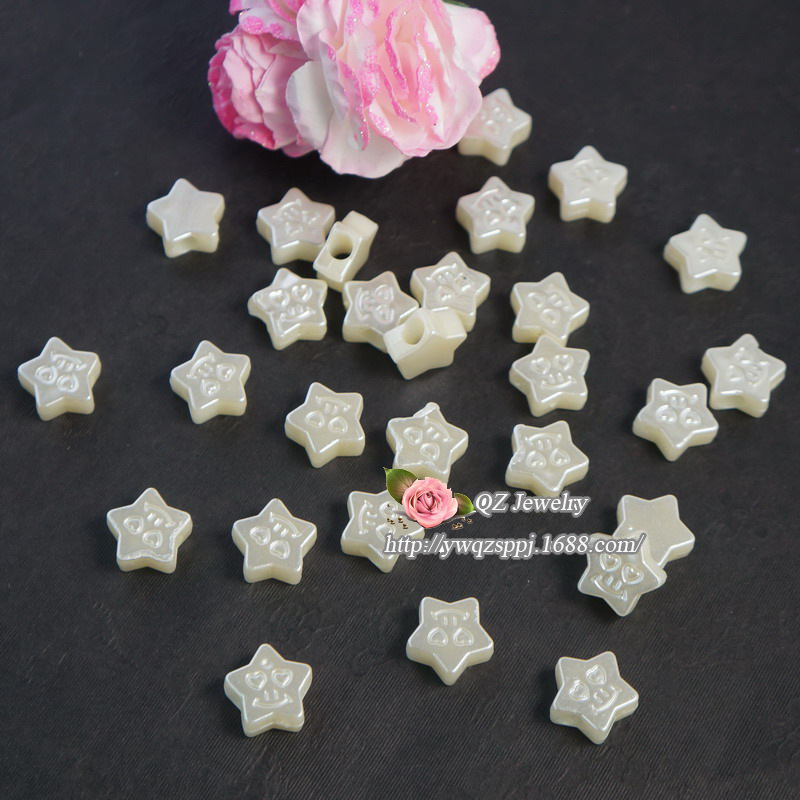 批发环保儿童项链手工串珠 太阳形状菱形仿珍珠单孔吊坠 塑料珍珠产品图