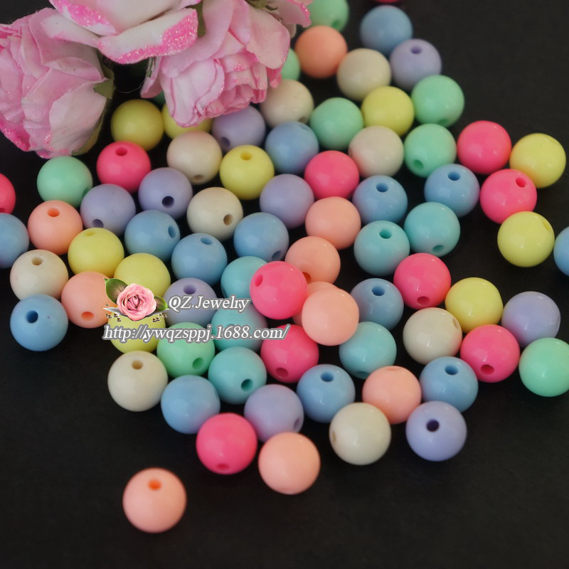 儿童早教训练diy散珠 马卡龙色系彩色圆珠 亚克力糖果珠 混色批发