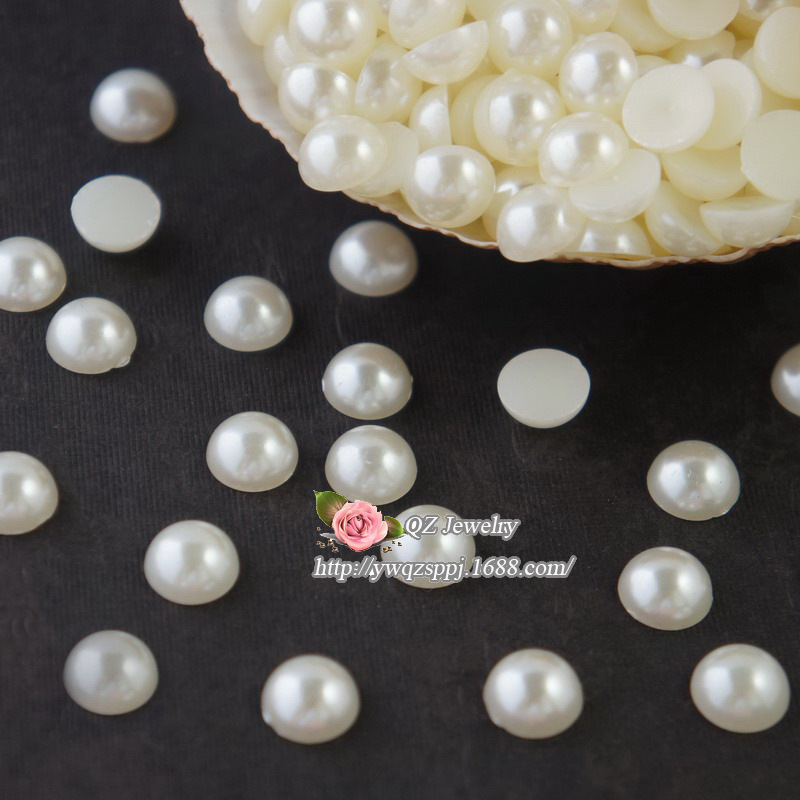 ABS半面平底仿珍珠diy手机美容材料半圆珠 手工珍珠头饰发饰配件产品图