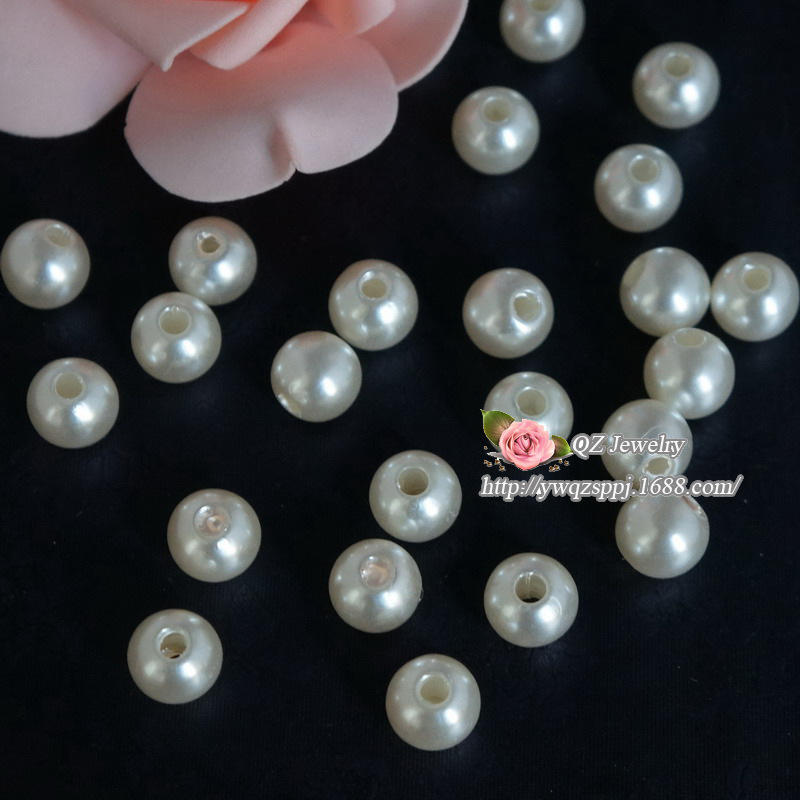 12mmABS plastic imitation pearl, colored pearlescent pearl, artificial pearl, large-pore plastic pearl hair accessory material