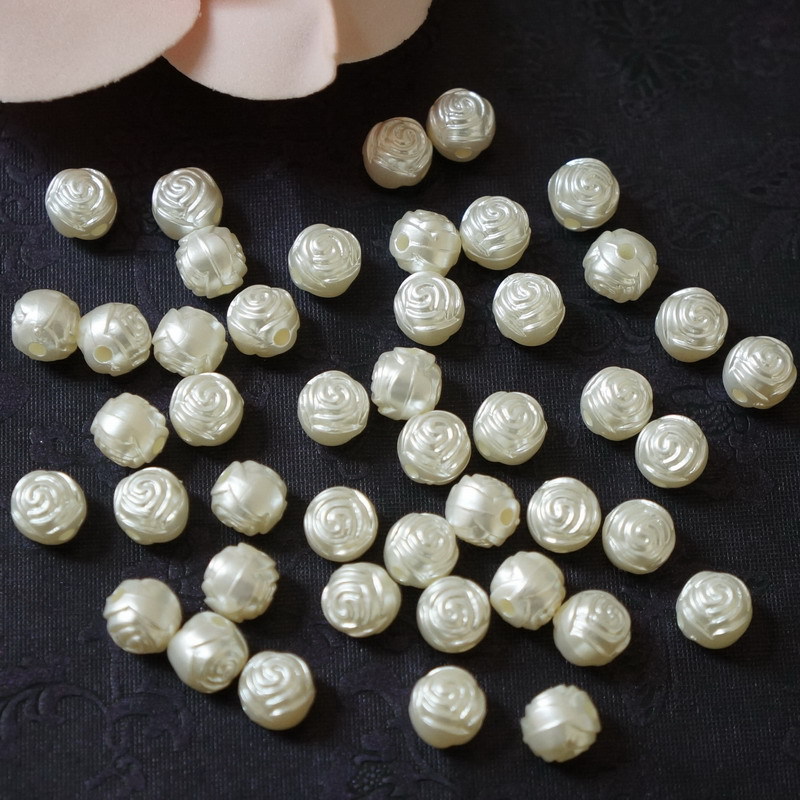 双面玫瑰花形ABS仿珍珠 diy手工串珠包材料钩包珠子按斤批发