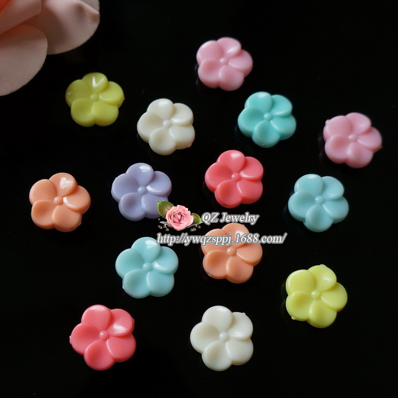 DIY children's jewelry accessory materials: Acrylic color mixed five-petal flower straight hole flower headwear accessories