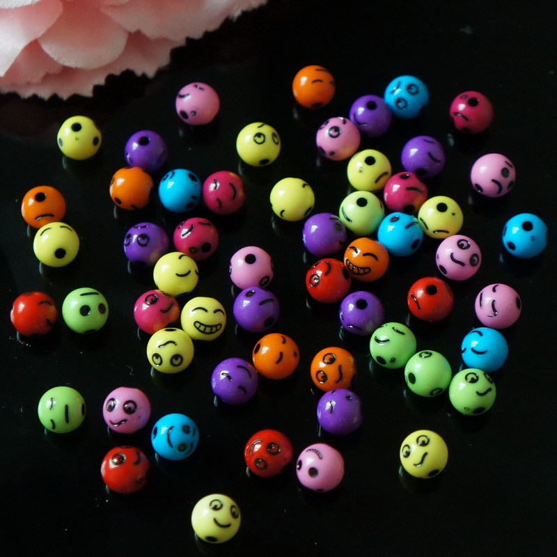 Colorful children's jewelry accessories DIY beading materials, joy, anger, sorrow and happiness expression character beads, educational game beading details Picture