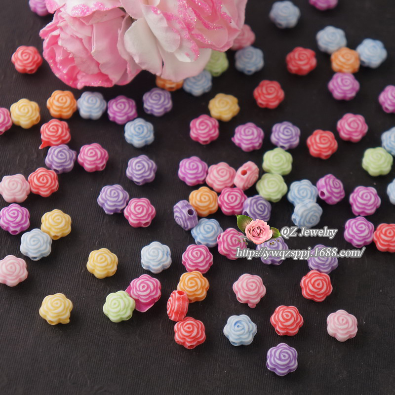 Early education institution enlightenment training beaded teaching materials, acrylic straight hole plum blossom bracelet necklace, flower accessories, loose beads Specification image